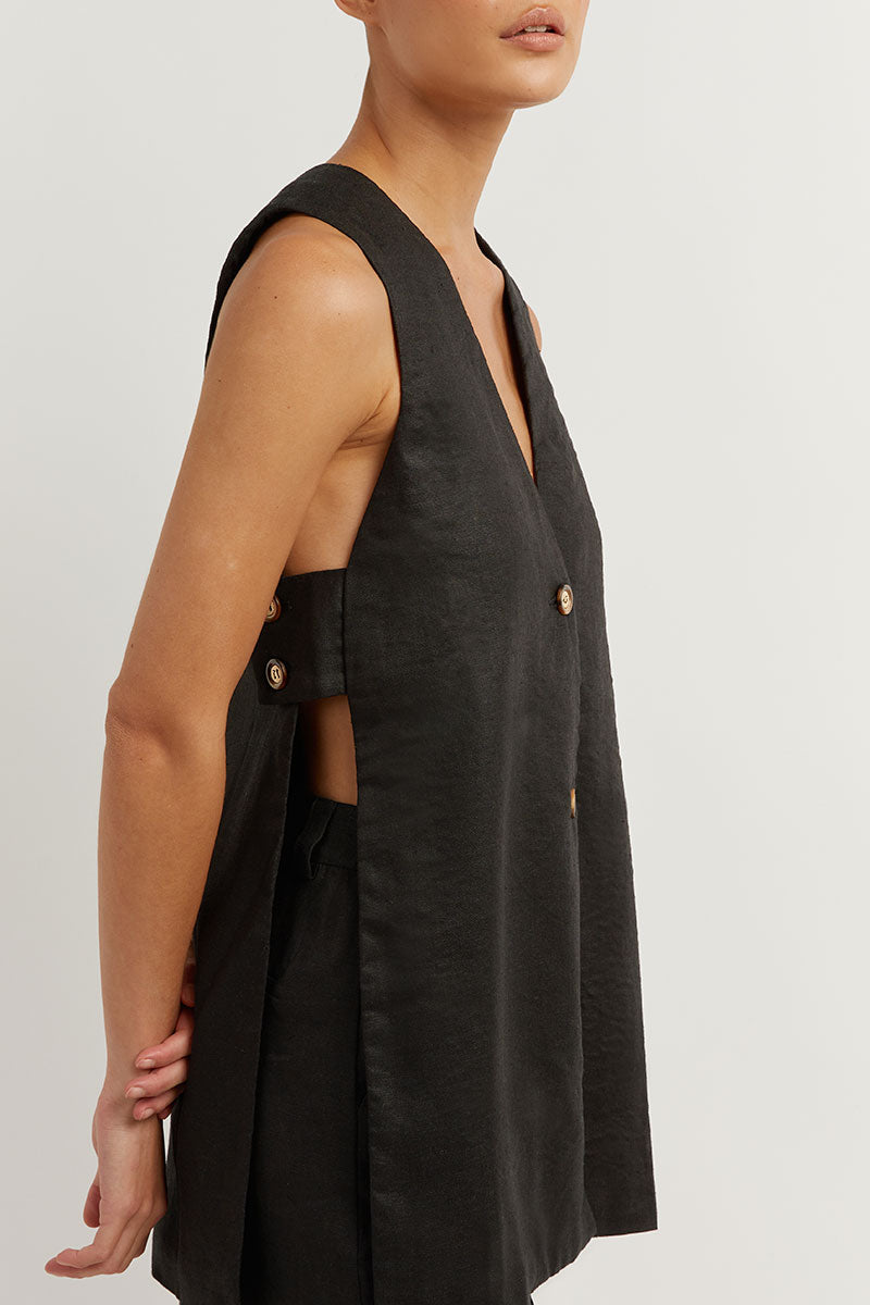 Dames zomerset met mouwloze gilet en hoge taille shorts