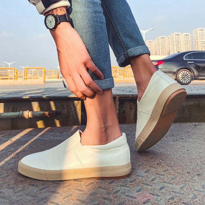 PU-leren heren slip-on sneakers