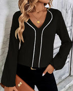 Blouse met lange mouwen en V-hals — afbeelding 17