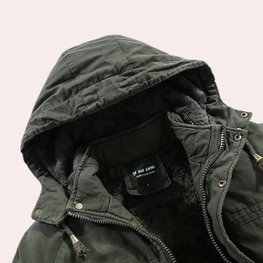 Gevoerde heren winterjas met warme capuchon