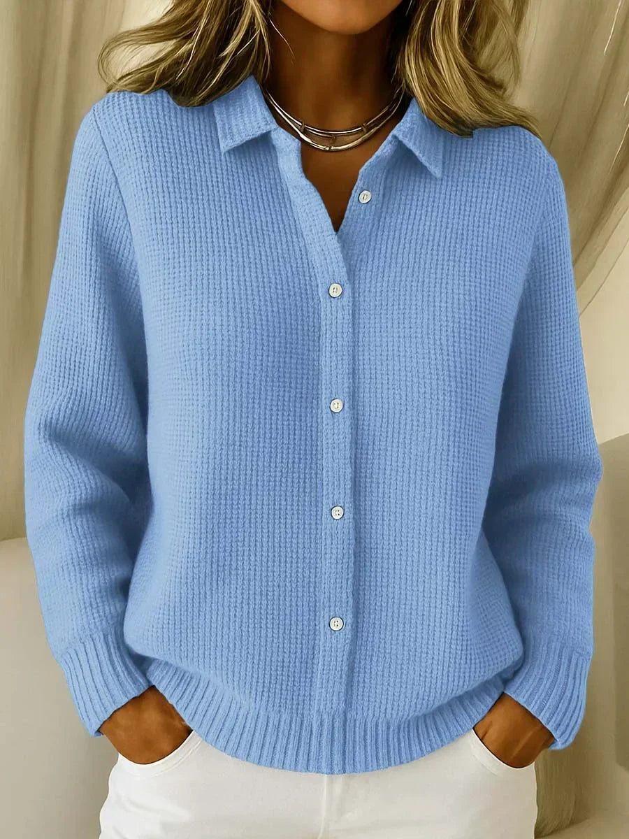 Lang gebreid vest met knoopsluiting