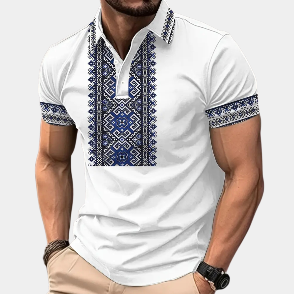 Bedrukte witte polo voor heren