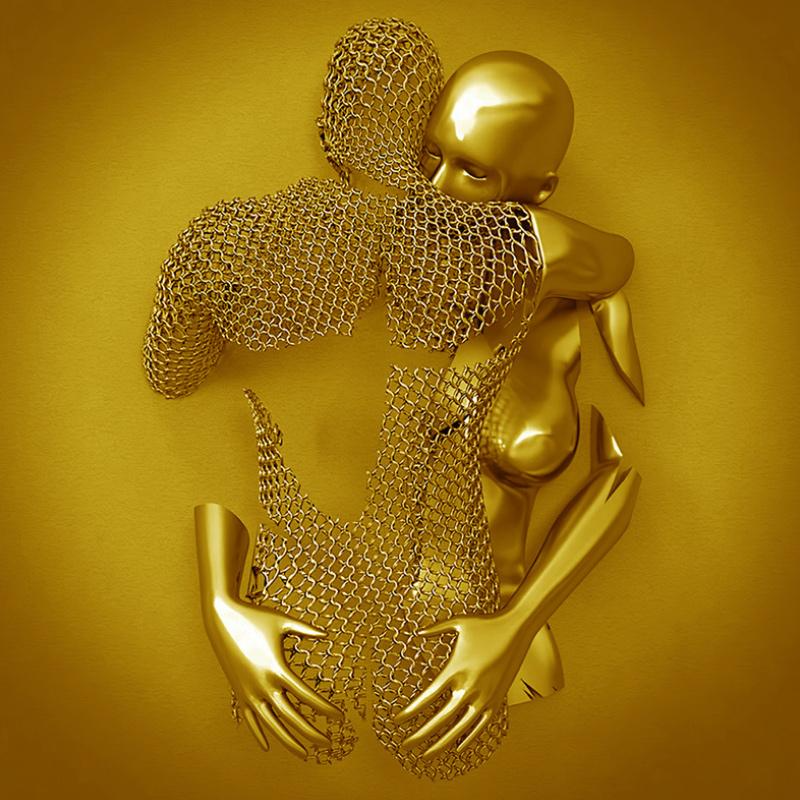 Liefdescanvas met metalen figuur