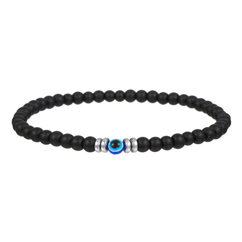 Mannen 4mm natuurlijke steen boze oog perlen armband