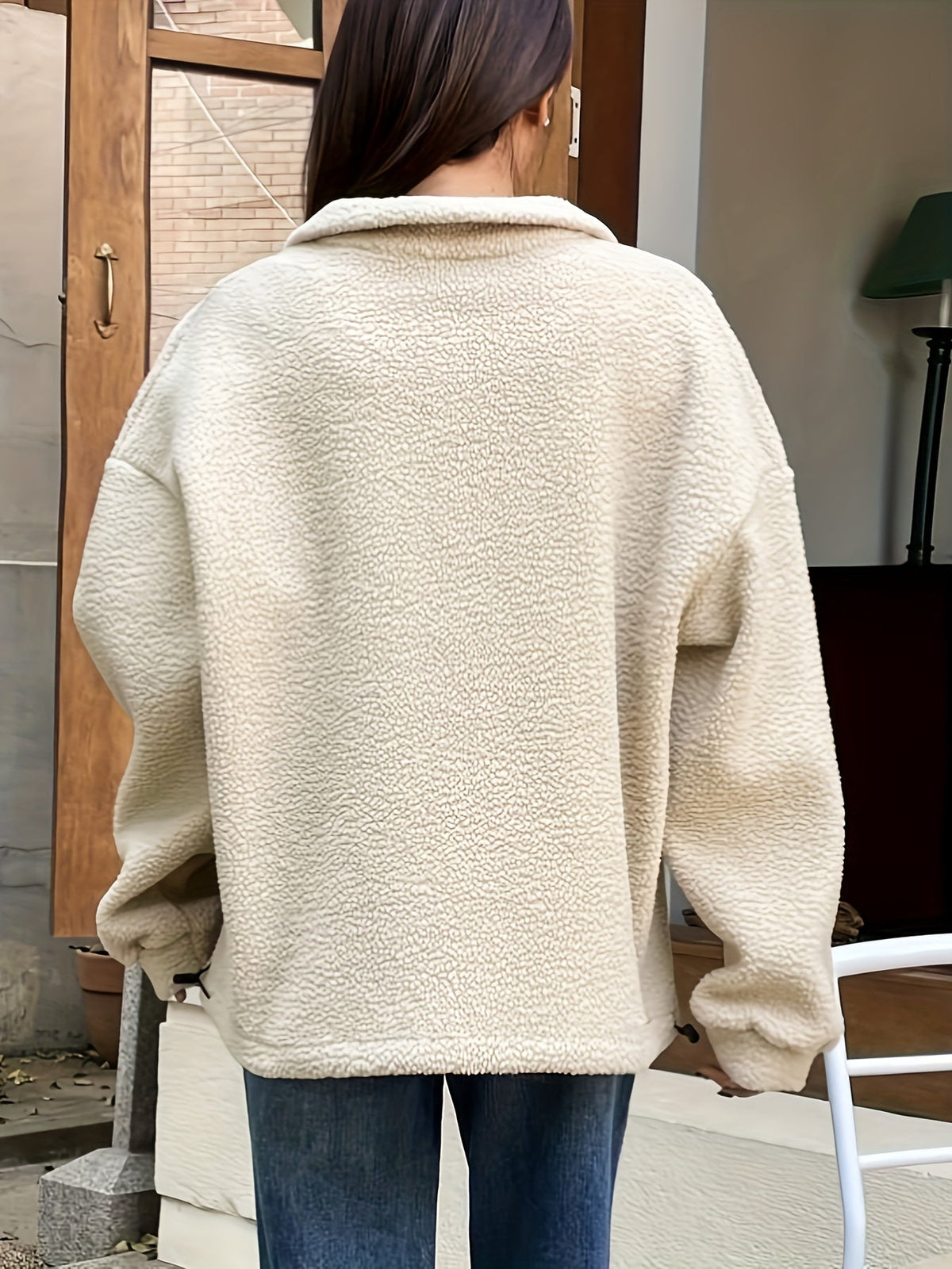Effen pullover sweatshirt met ritssluiting