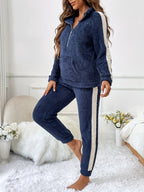 Zachte pluche lounge pyjama set met kleuraccenten