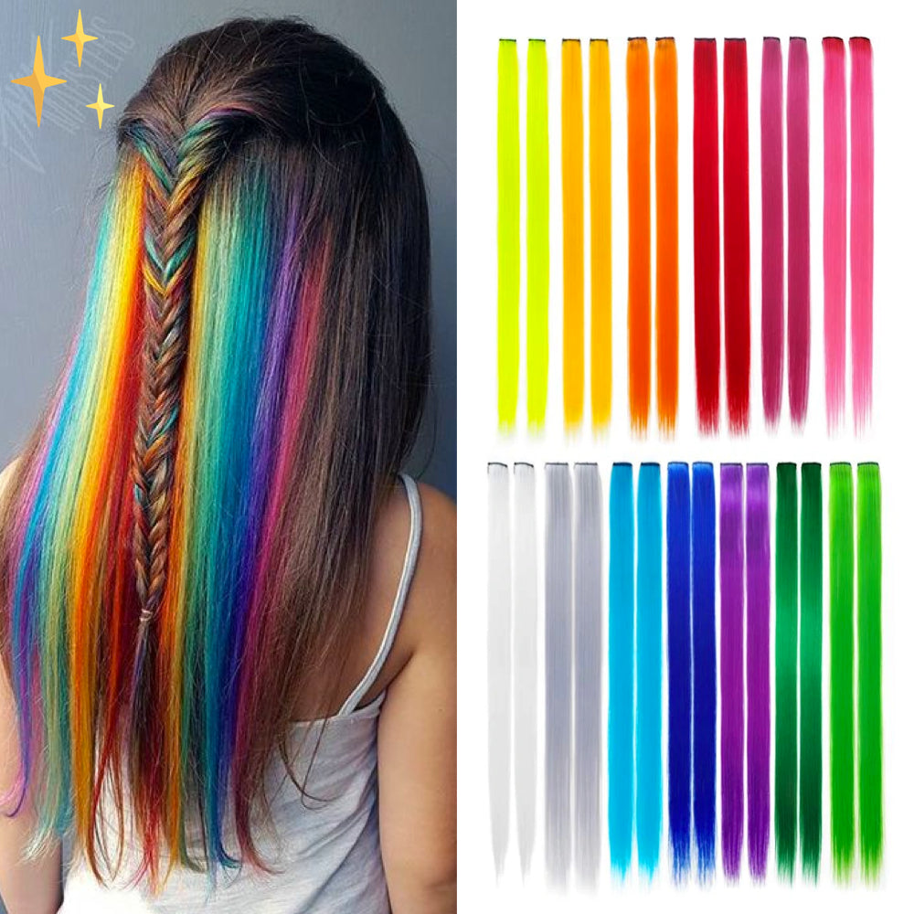 Clip-in regenboog hair extensions