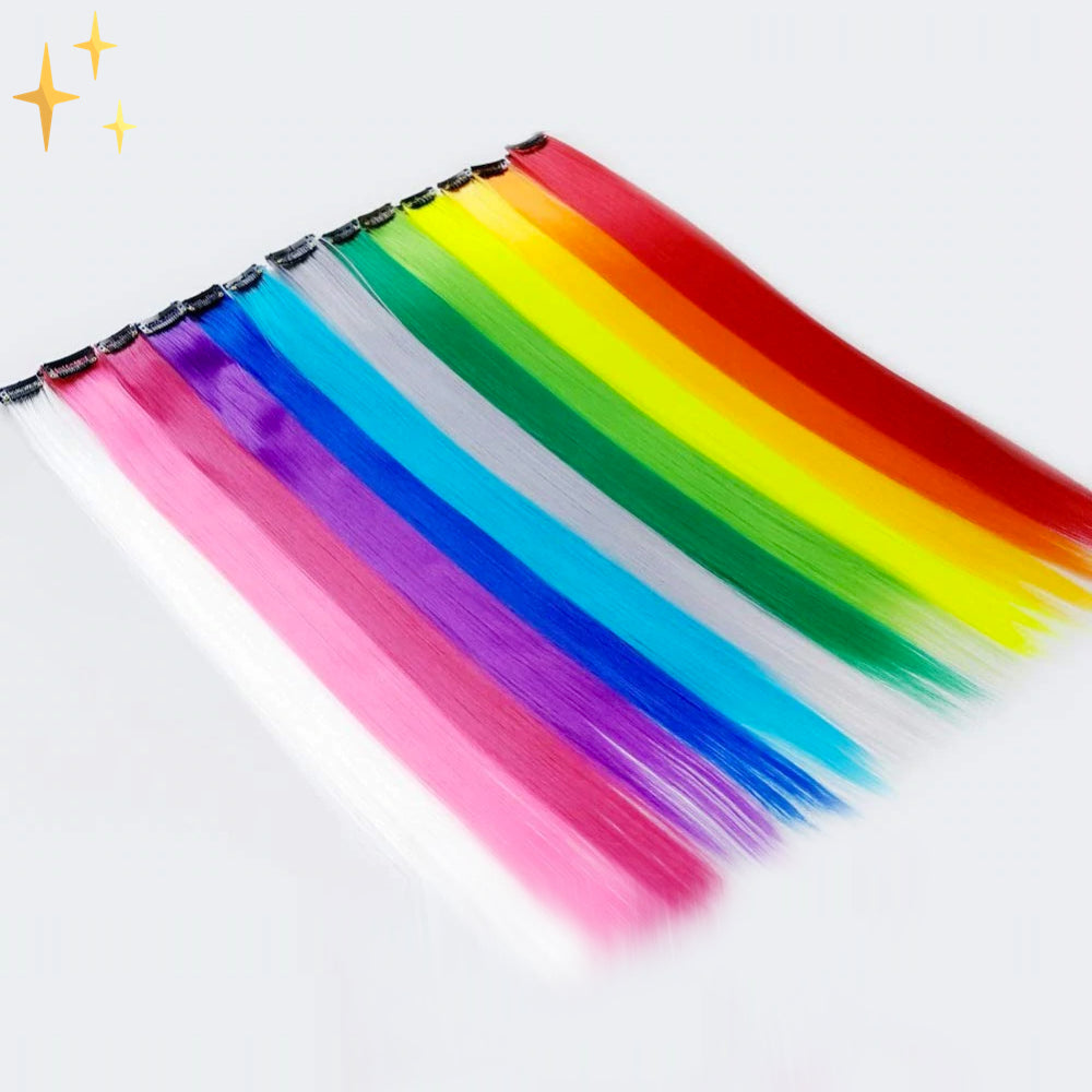 Clip-in regenboog hair extensions