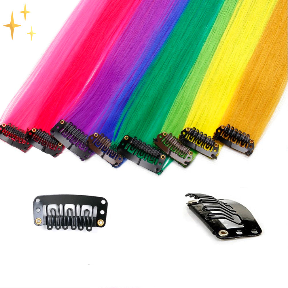 Clip-in regenboog hair extensions