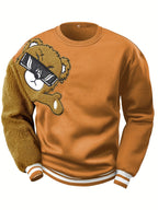 Heren sweatshirt met geborduurde cartoonbeer