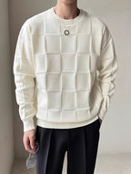 Gebreide sweater met ronde hals en stretch