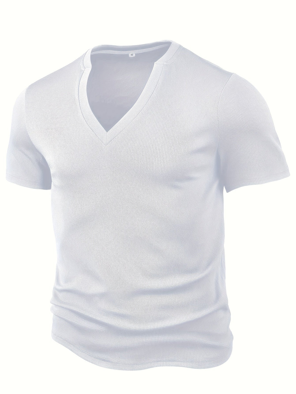 Heren T-shirt met diepe V-hals en textuur