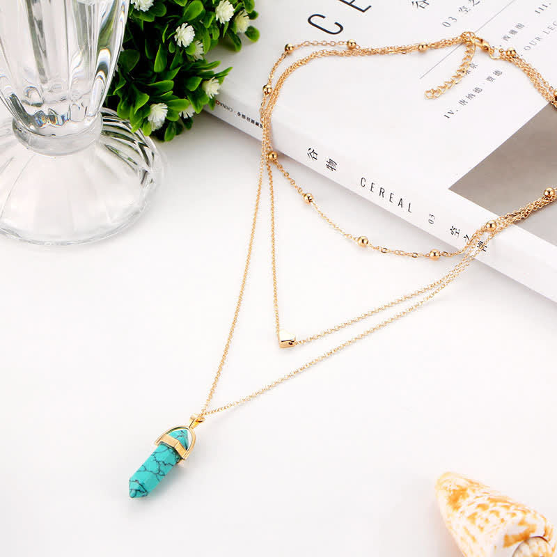 Natuurlijke kristallen hexagon edelsteen ketting