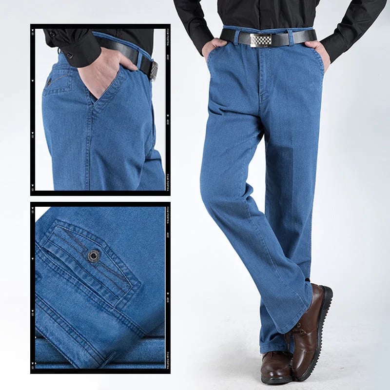 Herenjeans met hoge taille en rechte pijp