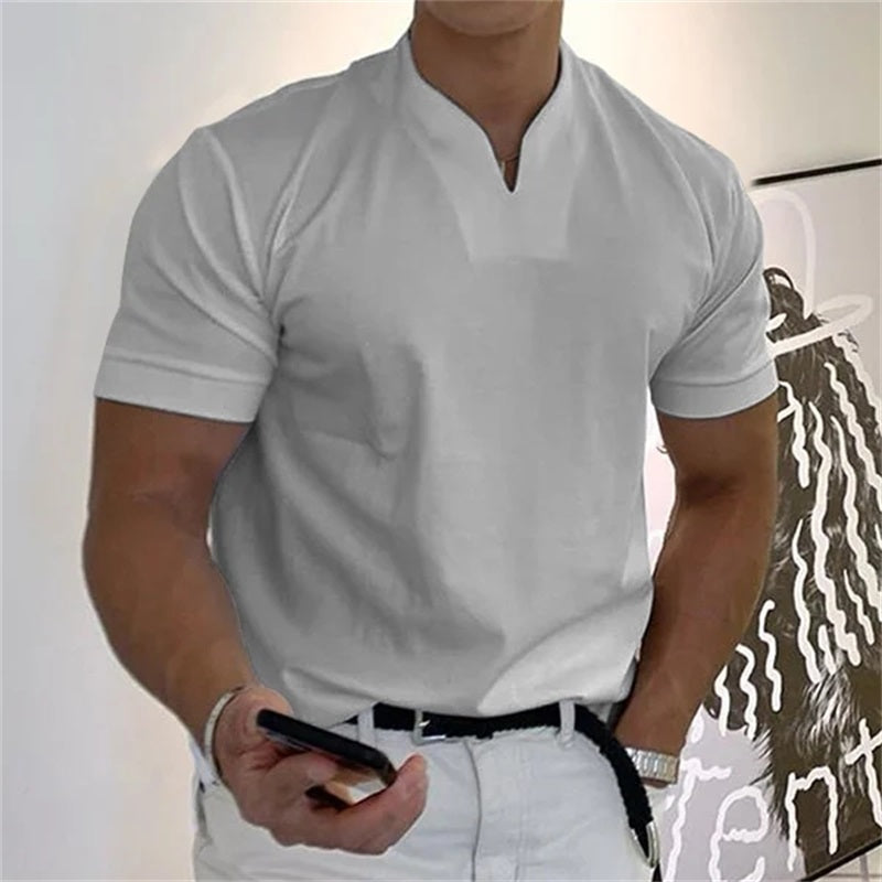 Ademend heren fitnessshirt met V-hals