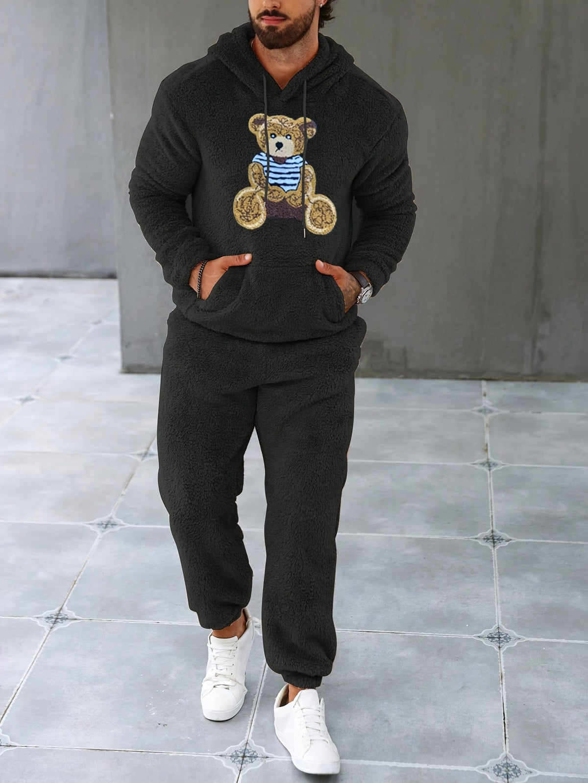 Fuzzy fleece tweedelige outfitset