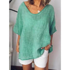 Oversized linnen dames T-shirt