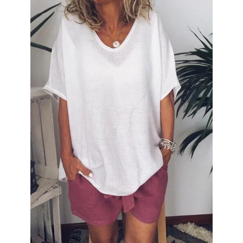 Oversized linnen dames T-shirt
