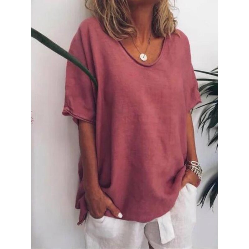 Oversized linnen dames T-shirt