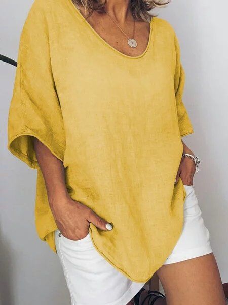 Oversized linnen dames T-shirt