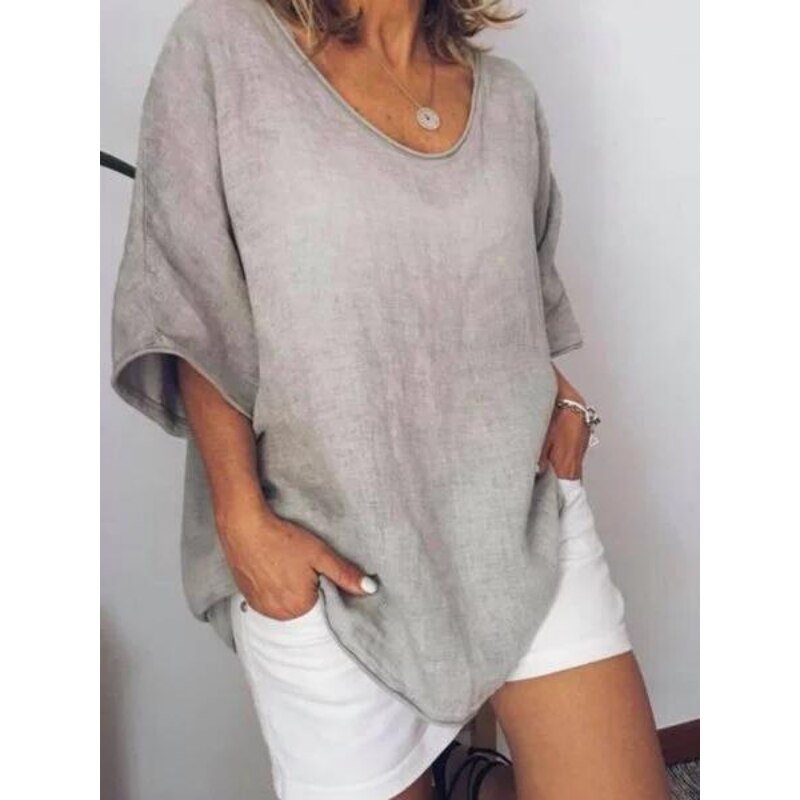Oversized linnen dames T-shirt
