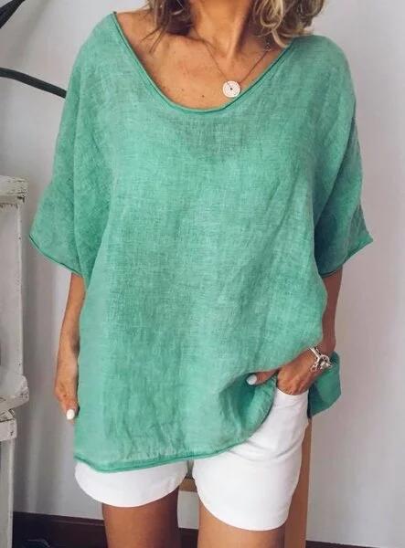 Oversized linnen dames T-shirt