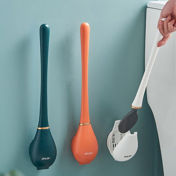 Siliconen toilettenborstel met wandhouder & druppelopvang