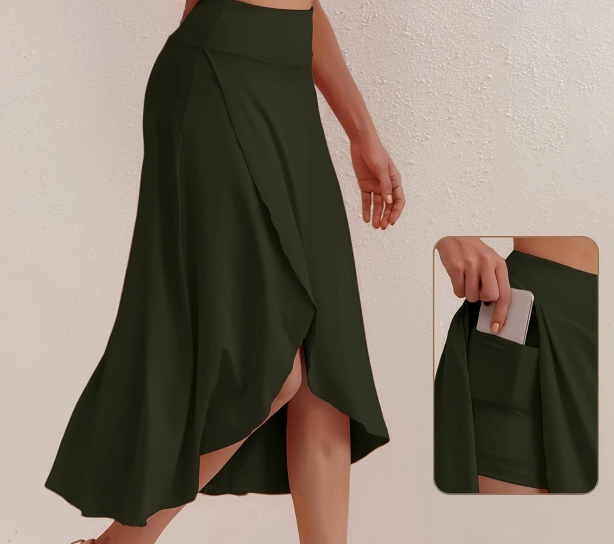 Sportieve rok met hoge taille en asymmetrische snit