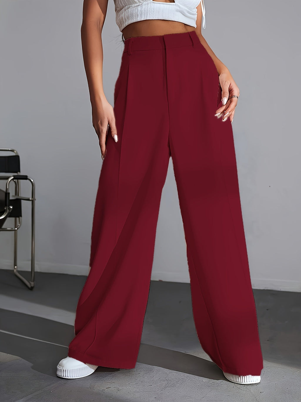 Effen broek met wijde pijpen