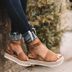 Dames plateau espadrille sandalen met sleehak & bandjes