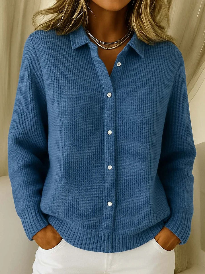 Lang gebreid vest met knoopsluiting