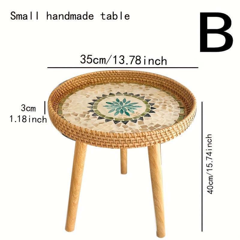 Scandinavische rotan bijzettafel