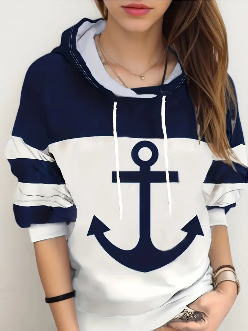 Hoodie met ankerprint