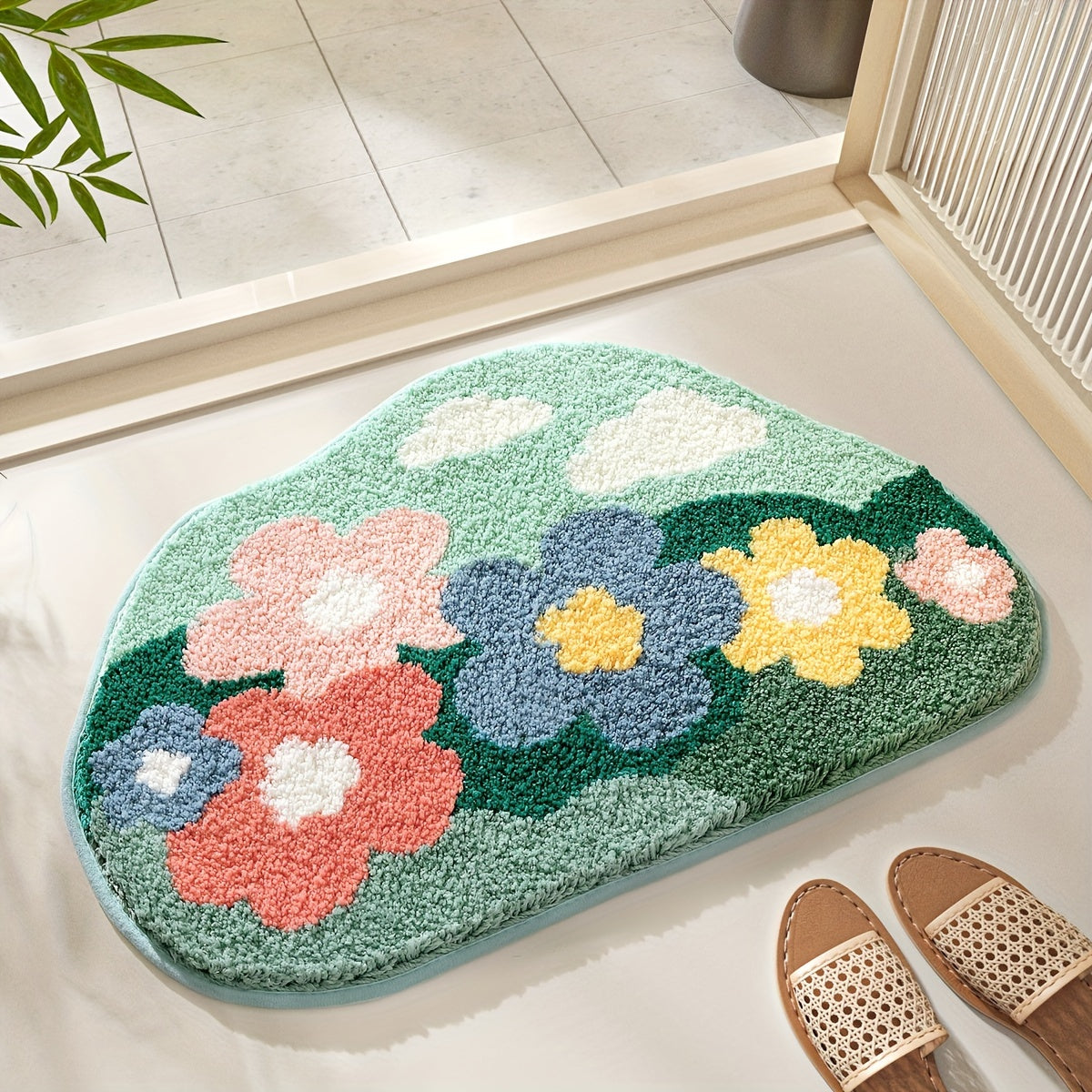 Badmat met bloemenmotief, extra zacht en absorberend