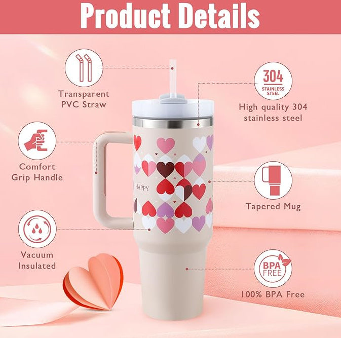 Isolerende mok met handvat en rietje