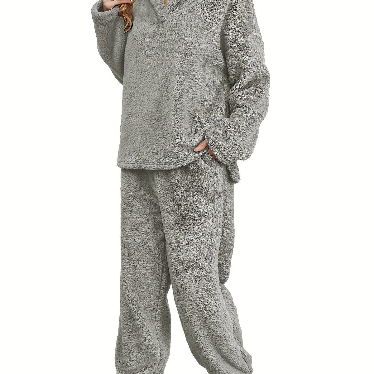 Warme coral fleece dames loungewear set