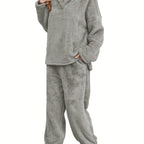 Warme coral fleece dames loungewear set