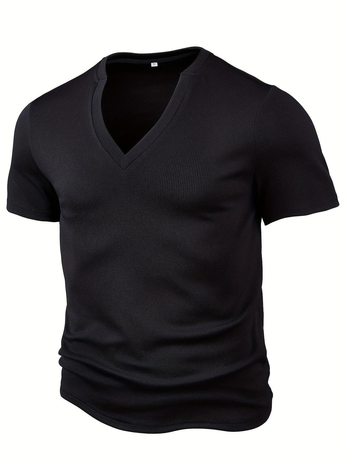 Heren T-shirt met diepe V-hals en textuur
