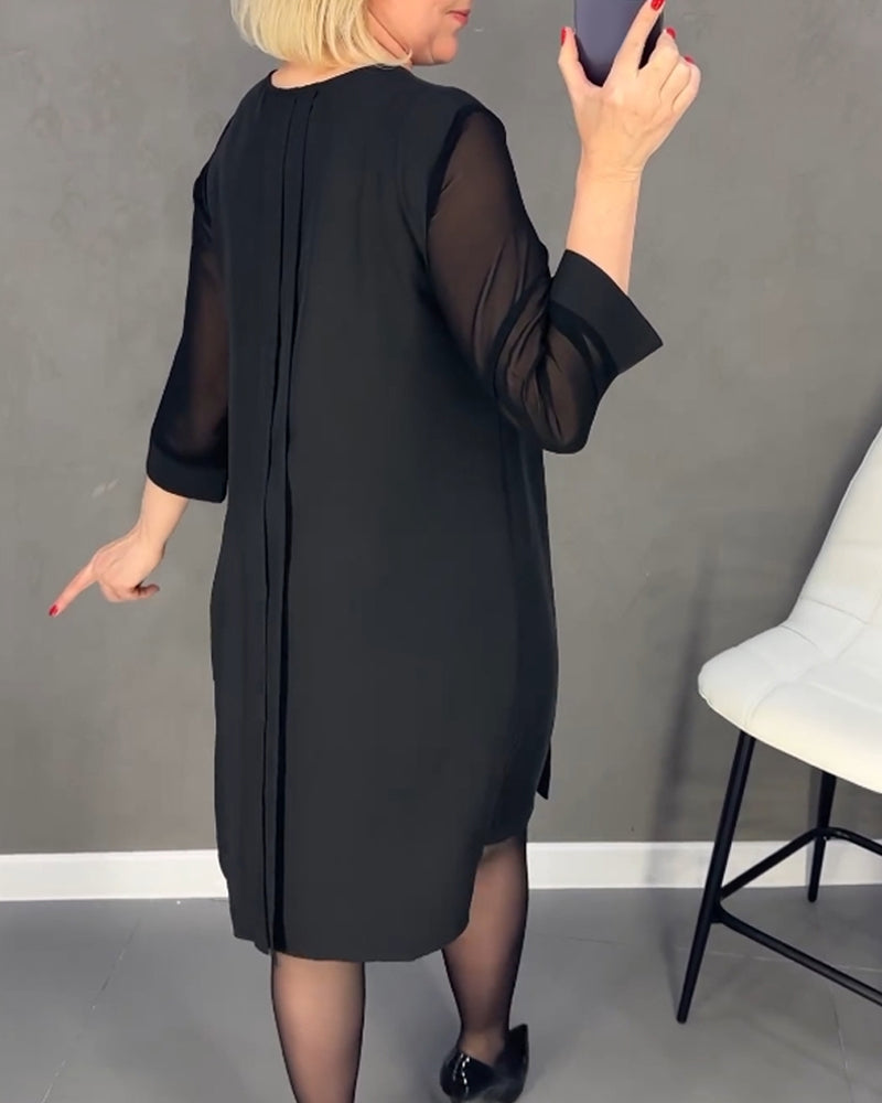 Shift jurk met meshdetails
