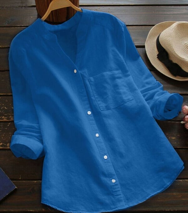 Dames linnen shirt met lange mouwen