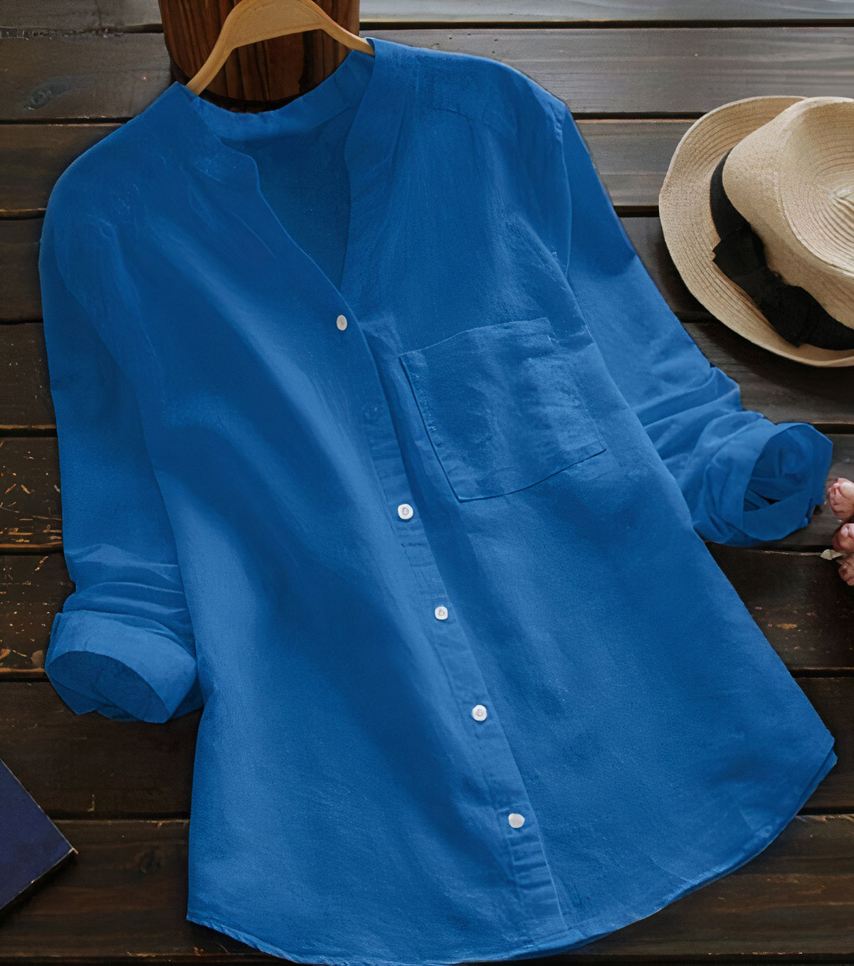 Luchtige katoenen linnen dames blouse — afbeelding 23