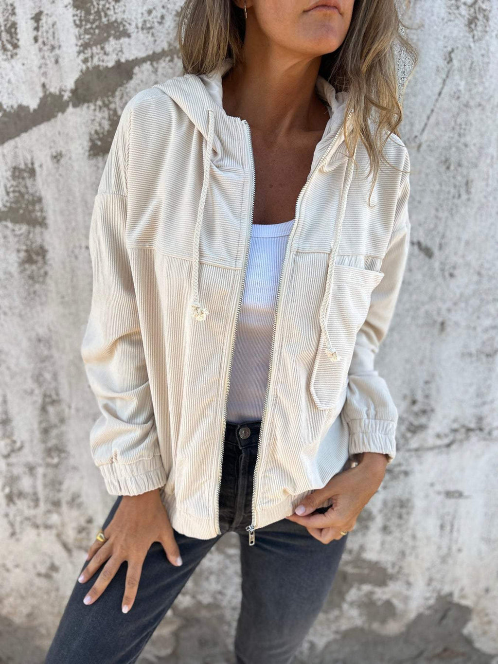 Casual dames hoodie met capuchon en rits