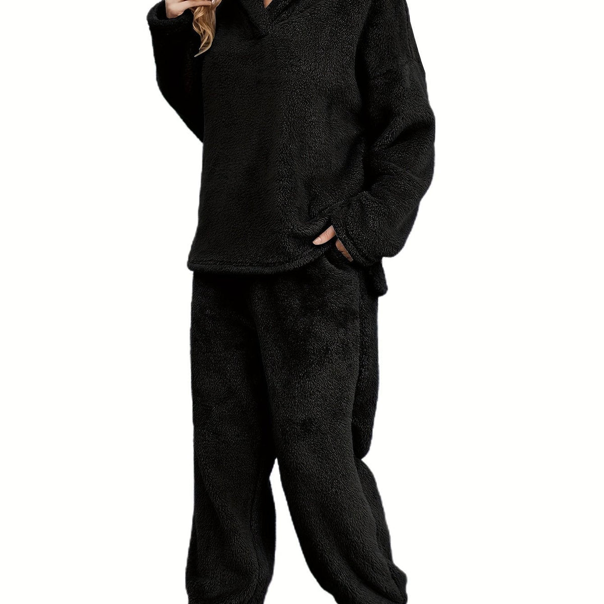 Warme coral fleece dames loungewear set