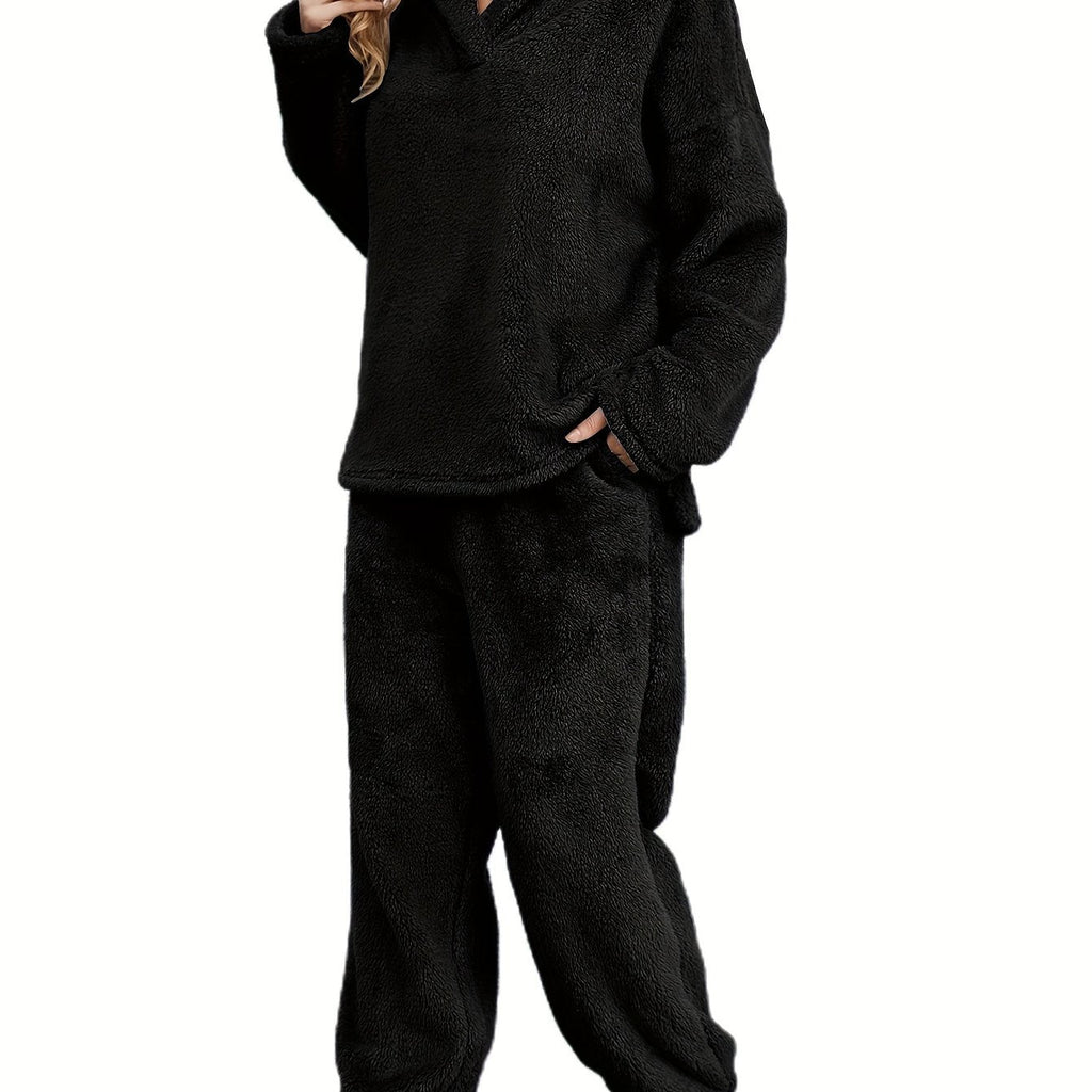 Warme coral fleece dames loungewear set