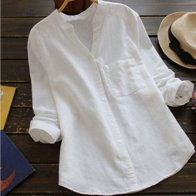 Dames linnen shirt met lange mouwen
