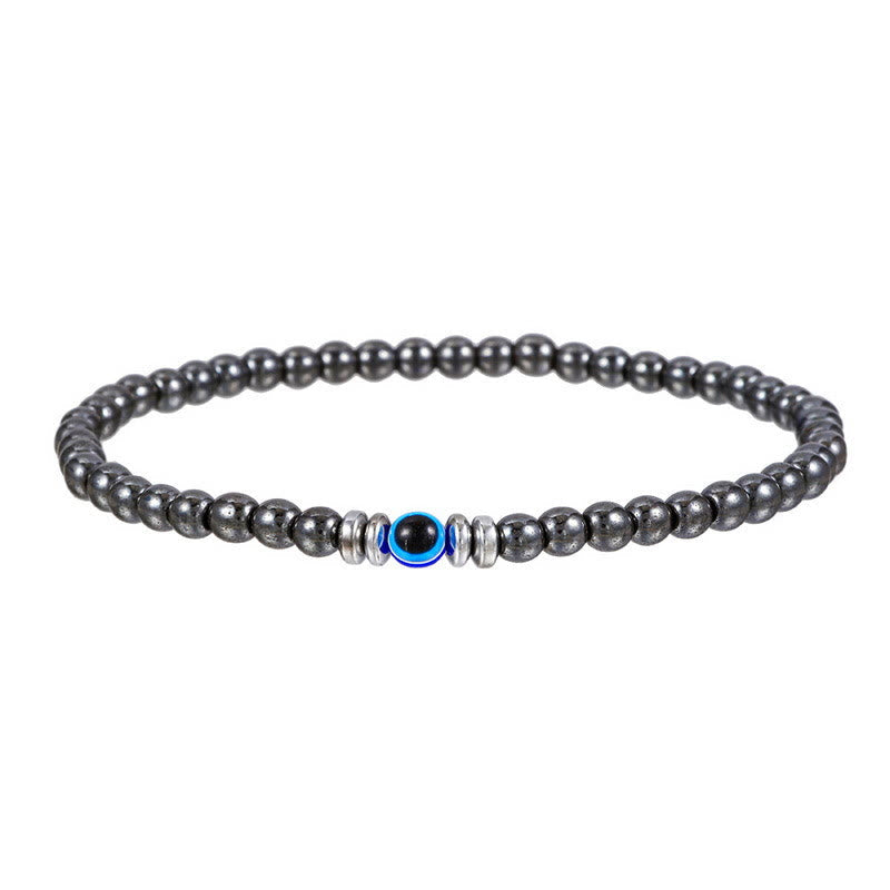 Mannen 4mm natuurlijke steen boze oog perlen armband