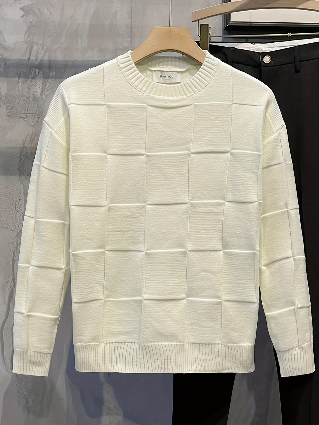 Gebreide sweater met ronde hals en stretch