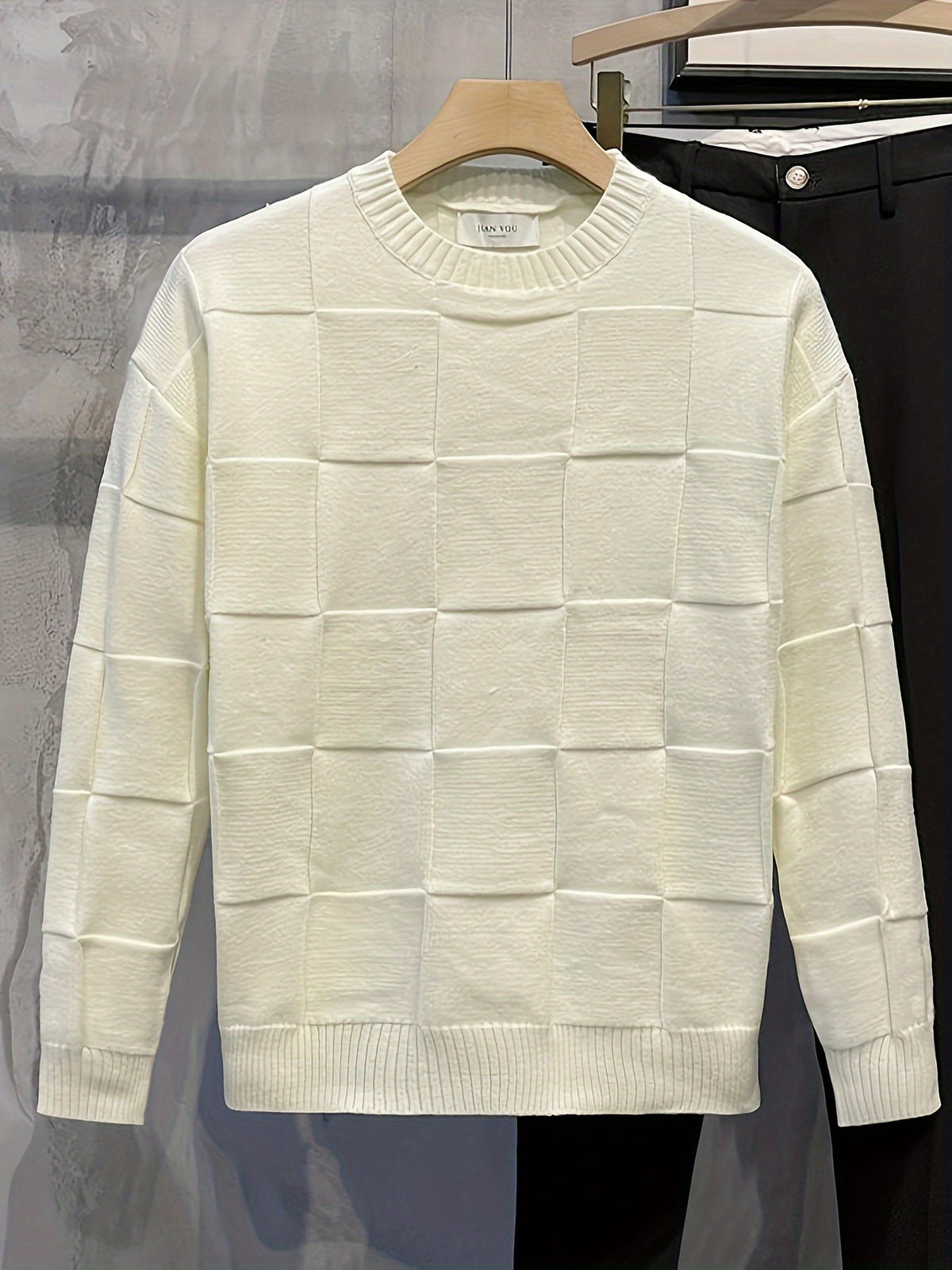 Gebreide sweater met ronde hals en stretch