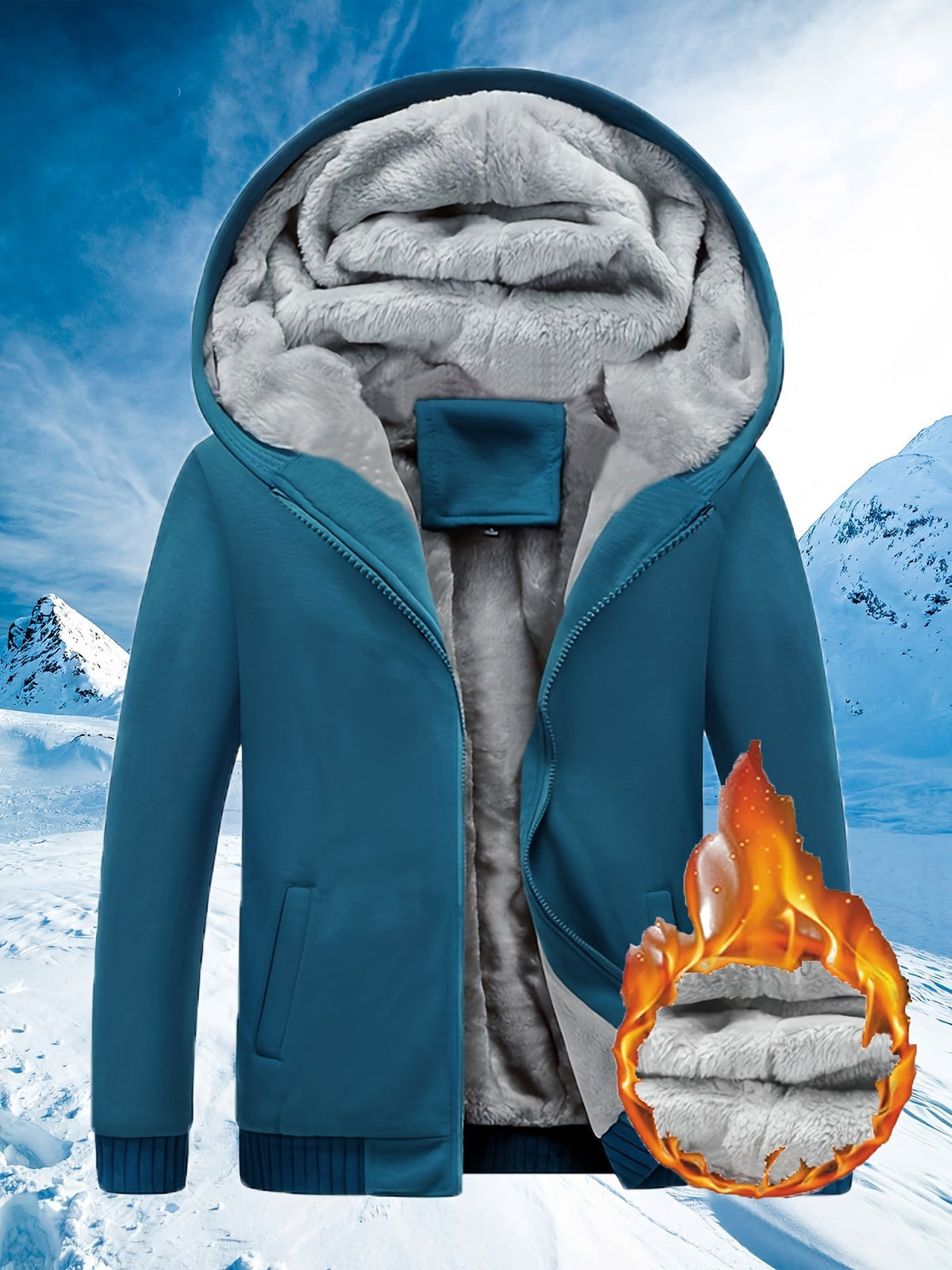 Winter warm fleece jack met capuchon