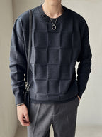 Gebreide sweater met ronde hals en stretch